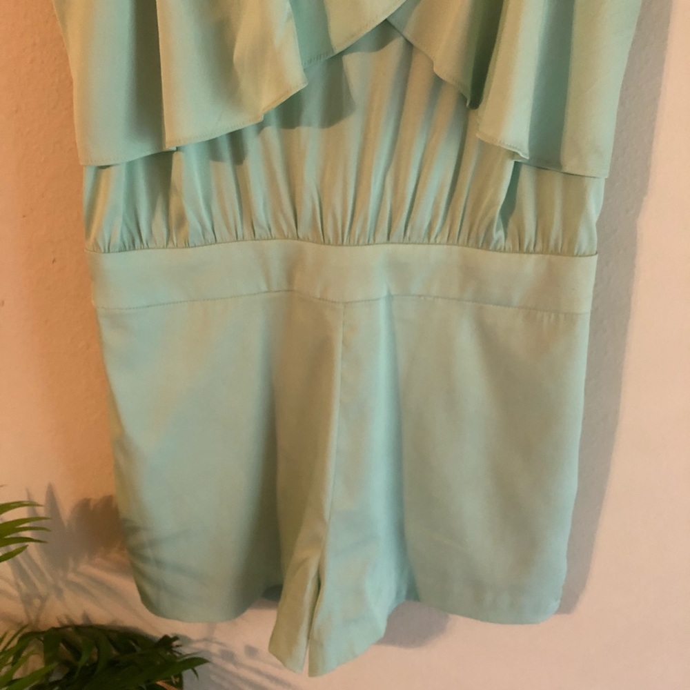 bebe Ruffled Romper in Mint Green - Picture 3 of 8